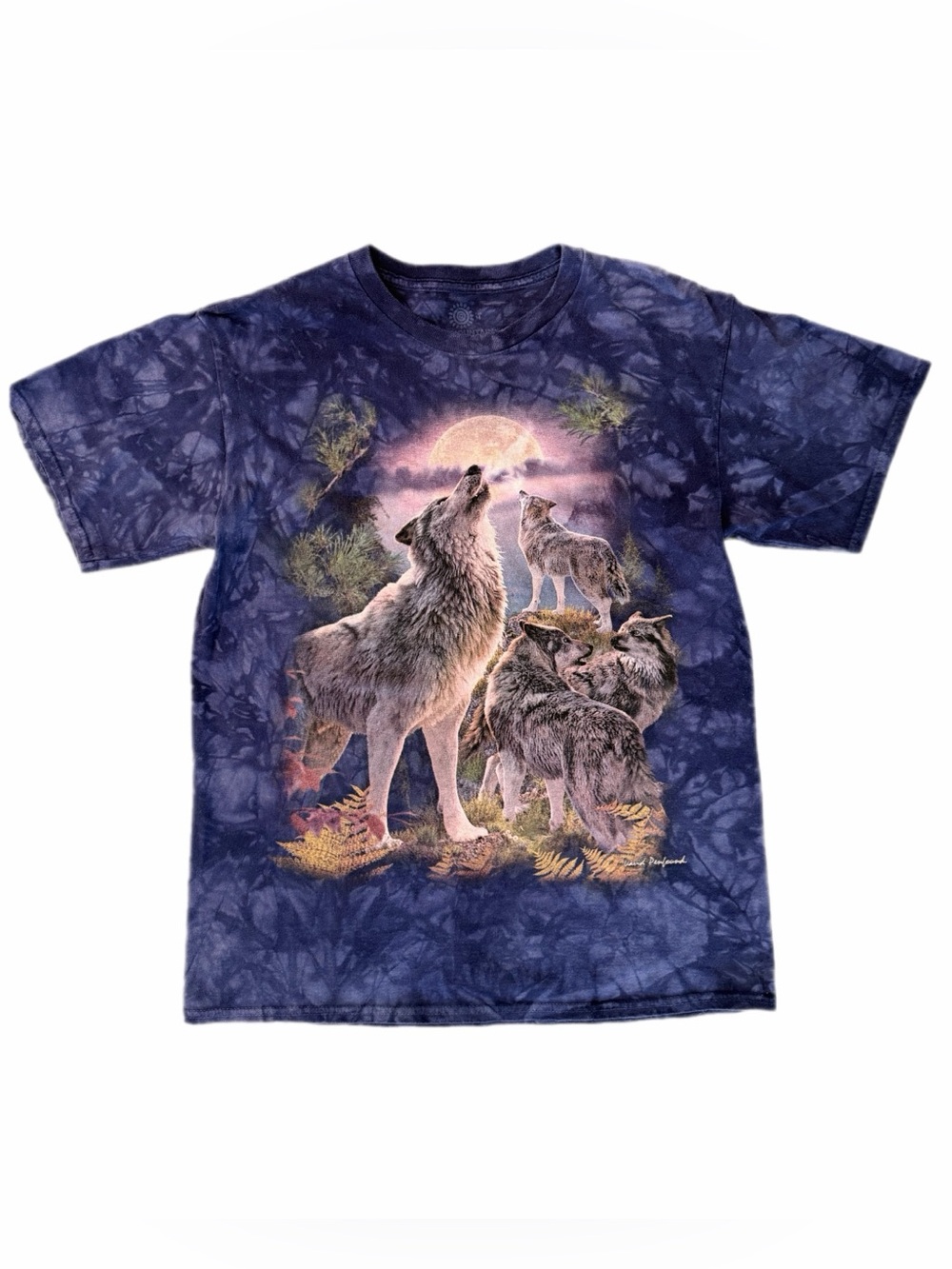 Y2K The Mountain Wolf Pack Moon Tie Dye Graphic cotton T Shirt David Penfound M